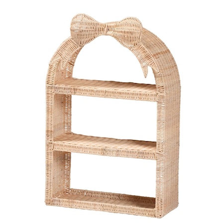 Bali & Pari Creusa Natural Rattan Display Shelf Woven Bow Accent 266-14572-ZORO