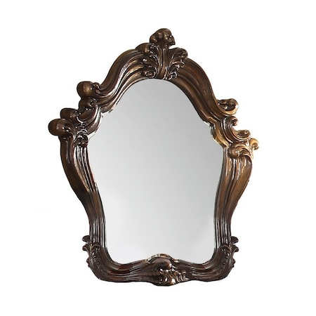 Homeroots 47" Brown Crowned Top Solid Wood Framed Mounted Dresser Mirror 374250