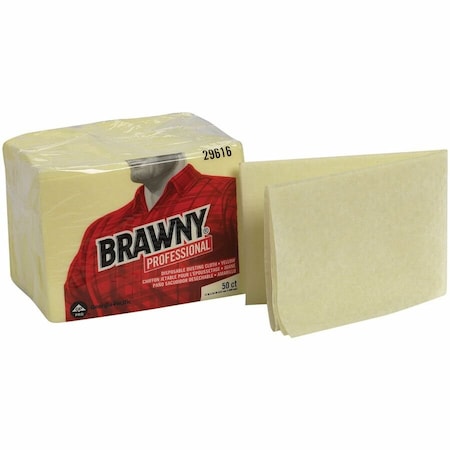 Brawny Dusting Cloths, Quarterfold, 17 x 24, Unscented, Yellow, 50 Cloths, 4PK 29616