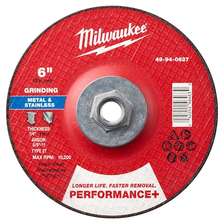 Milwaukee Tool Grinding Wheel, 6" dia. 49-94-0627