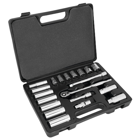 Performance Tool 20 pc. 3/8 in. Dr. SAE Socket Set, 6pt Sockets, Ratchet, Extensions W38911