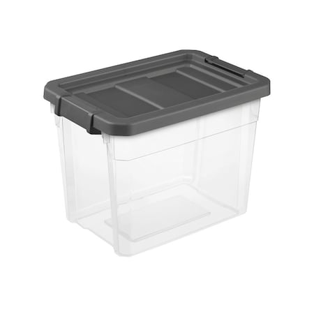 Sterilite Stackable Storage Tote W/ Lid, 7.5 gal, Gray, Plastic 14733V06