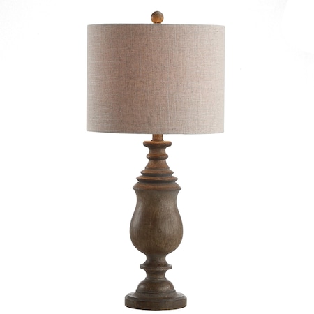 Jonathan Y Abeline 28.5" Resin LED Table Lamp, Brown Faux Wood JYL3041A