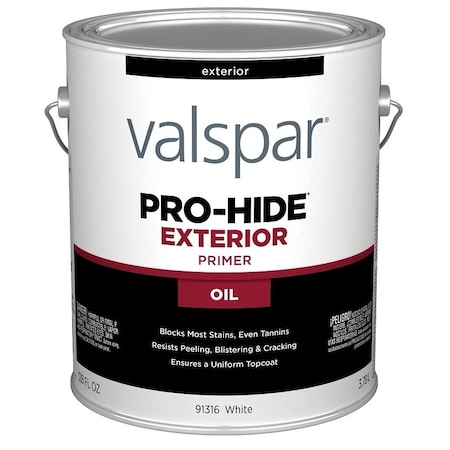 Valspar Pro-Hide 91316 Exterior Oil Primer, White, 1 gal, Metal Pail 028.0091316.007