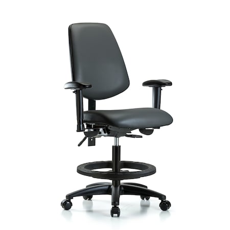 Blue Ridge Ergonomics Vinyl Chair, Vinyl, Adjustable Arms BR-VMBCH-MB-RG-T0-A1-BF-RC-8823