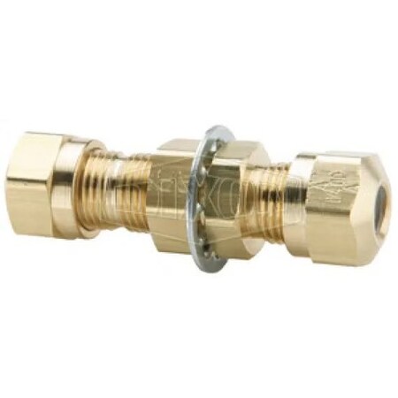 Dixon Air Brake Bulkhead Union, 3/8 in x 17/32-24, Tube x Straight Thread, Brass, Domestic 62NBH6