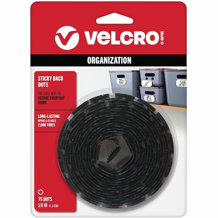 Velcro Brand Fabric Hook And Eye Vek Sticky Back Coins- .63In.-Black, 50Pk 90089