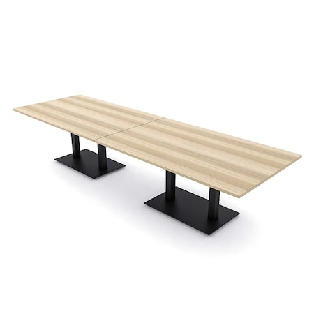 Skutchi Designs Rectangle Conference Table With Power, 48 in W, 144 in L, Brown HAR-REC-48X144-DOU.BK-K525-NA