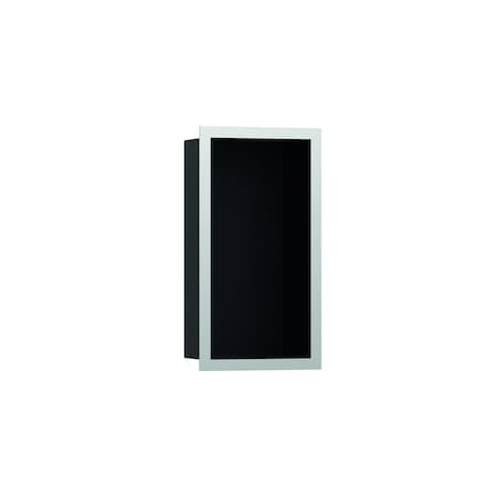 Hansgrohe XtraStoris Individual Wall Niche Matte Black w/ Design Frame 12"x 6"x 4" in Brushed Stainless Steel 56095800