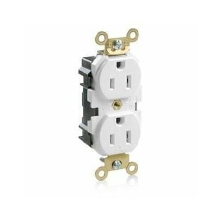 Leviton Straight Blade Receptacle, 5-15R, 15 A, 125V AC, Flush Mount, Self-Grounded M5262-W