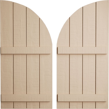 Ekena Millwork Rough Cedar 4 Board Joined Board-n-Batten w/Quarter Round Arch Top Faux Wood Shutters, 22W x 90H, PR SHUBJQ22X90RCPR