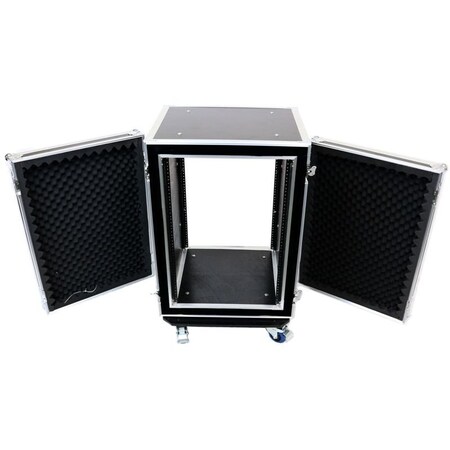 Deejay Led Fly Drive Case 16u Space Shock Mount Amplifier Case - 21-Inch Body Depth with Wheels TBH16UADSM21W