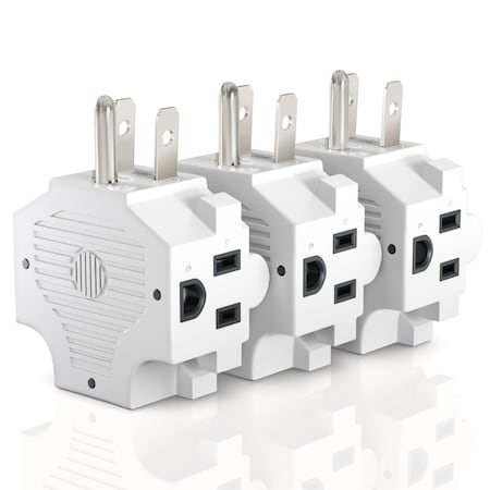 Maximm 3-Outlet Wall Adapter, Grounded 3-Prong, ETL Certified, 3PK, White, 3PK AD-3OUT-3PR-WHT-3PK