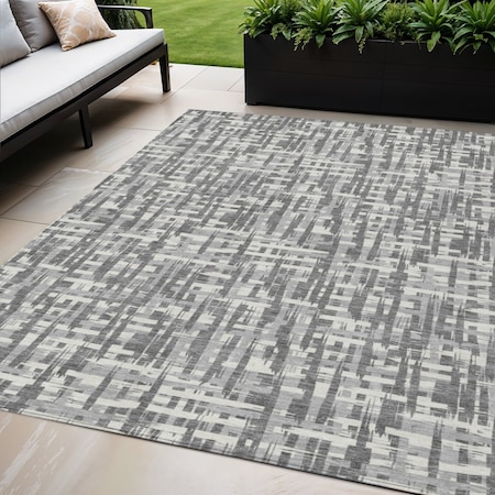 Homeroots 5' X 8' Gray And Charcoal Abstract Washable Indoor Outdoor Area Rug 602504
