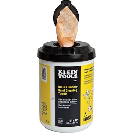 Klein Tools Klein Kleaners Hand Cleaning Towels, 72 Towels Per Container, Bucket, 9 in x 12 in 51425