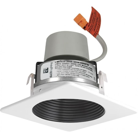 Elco Lighting 4in LED Module & Driver, Square Baffle Trim, 850lm, Sunset, Black E424R08SDBB