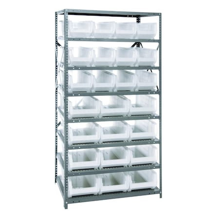 Quantum Storage Systems 8 SHELF UNIT W/24 HULK BINS CLEAR 2475-950952CL