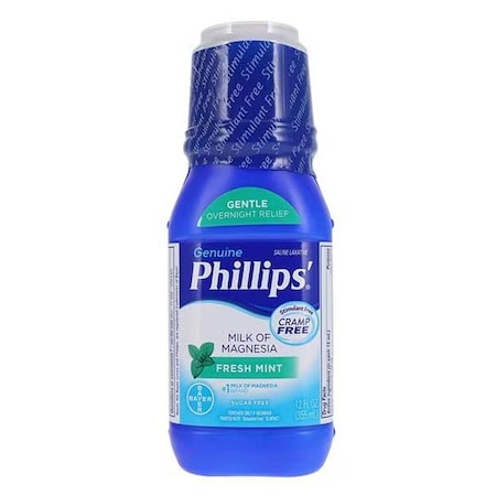 Phillips Milk of Magnesia Stool Softener Liquid, Mint, 12oz Bottle 12843036305