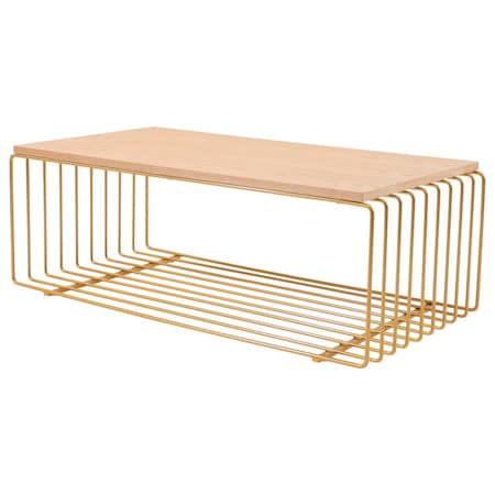 Leisuremod Walden Rectangular Coffee Table with Powder Coated Steel Frame, Gold WTGG-39NW