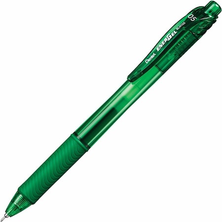 Pentel EnerGel-X Retractable Liquid Gel Pen, 0.5mm Needle Tip, Fine Line, Green Ink, 12PK BLN105-D