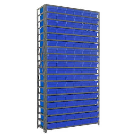 Quantum Storage Systems 19 SHELF OPEN UNIT W/108 BLUE BINS 1275-401BL
