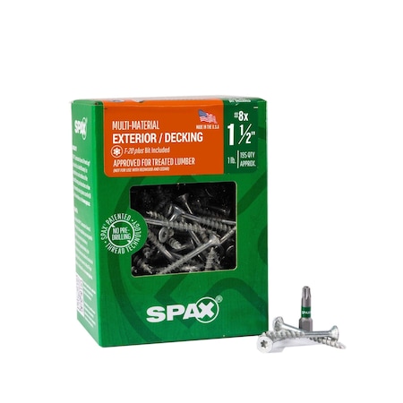 Spax #8 x 1-1/2 in Exterior Wood Deck Screws Construction Flat Head T-Star Plus, 195PK 4191670400404