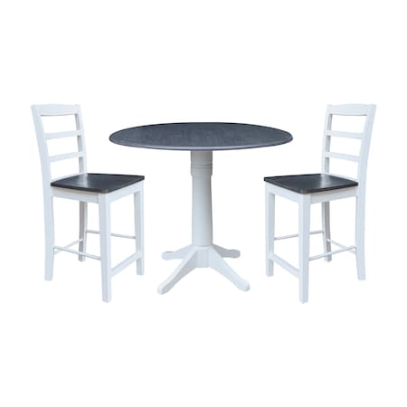 Whitewood Industries Extension Dining Tables, 45 in L, 38 in H, Parawood, 3 Piece Set K05-42DPT-27-S402-2