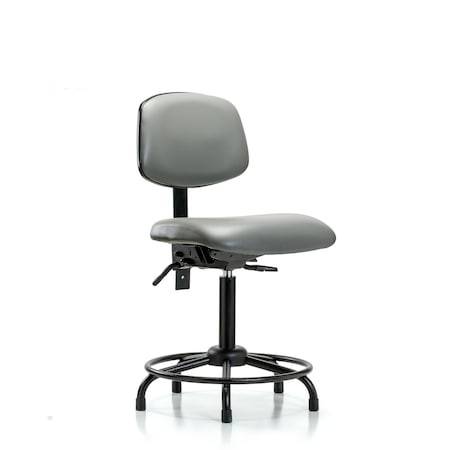 Blue Ridge Ergonomics Vinyl Chair, Med Bench, Round Tube Base, Tilt, Glides, Sterling BR-VMBCH-RT-T1-A0-RG-8840