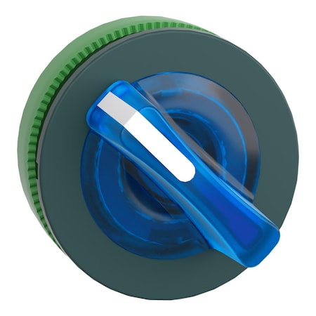 Schneider Electric Head for illuminated selector switch, Harmony XB5, plastic, blue handle, universal LED, 2 positions, spring return ZB5FK1463