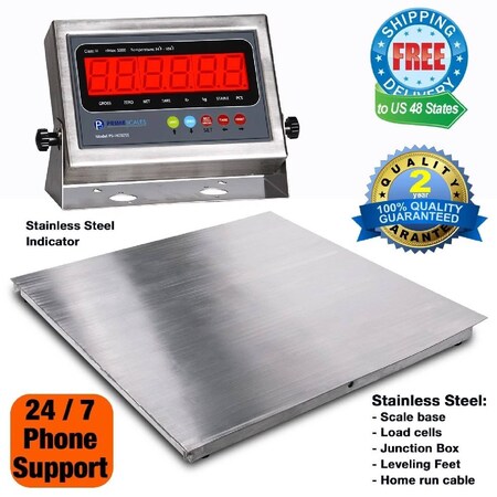 Prime Systems New Prime Scale Series 4x4 Stainless Steel Floor Scale 5000x1lb 48x48 Web CS2010-4x4SSF-Web