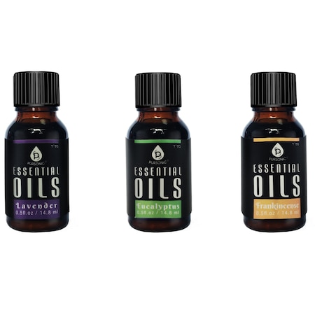 Pursonic Aroma Therapy 3 Pack Essential Oils, Eucalyptus, Lavender and Frankincense - 15ml Bottles EOGS315