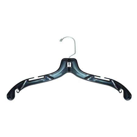 Nahanco 17in Black Plastic Middle Heavy Weight Shirt Hanger, 100PK 2505