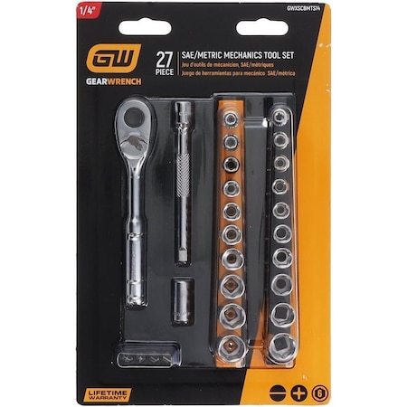 Gearwrench Mechanics Hand Tool Set, 27-Piece, Steel, Chrome GWXSCBMTS14