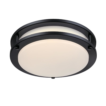 Westinghouse Lauderdale 11in 23W LED Indoor Flush Mount, Color Temp Select, Matte Black, Frosted Acrylic 6136100