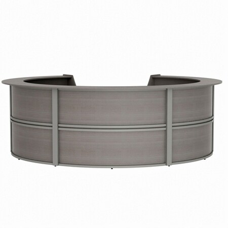 Linea Italia Reception Desk 11.1 ft D X 46 in H, 11.8 ft W X Thermofused Laminate, Ash ZUD299