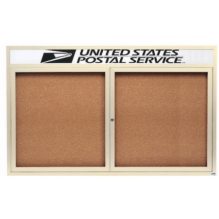 Aarco Enclosed Bulletin Board w/ Header Ivory Powder Coated Al Frame, 36''Hx60''W DCC3660RHIV