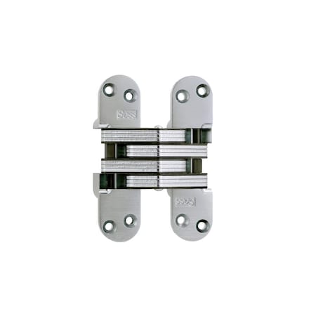 Universal Industrial Soss 1-3/8" x 5-1/2" Heavy Duty Invisible Hinge for 2" Doors Satin Chrome Finish 220US26D