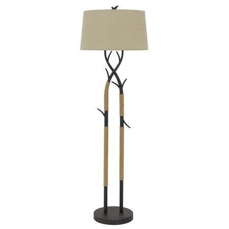 Homeroots 55" Black Traditional Shaped Floor Lamp With Tan Rectangular Shade 526302