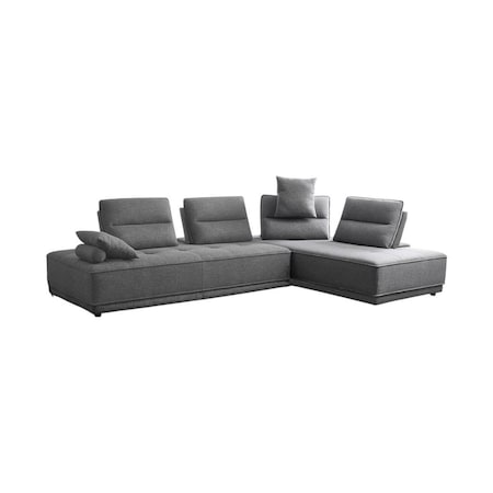 Homeroots Gray Fabric L Shaped Two Piece Sofa and Chaise Sectional 473577