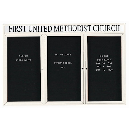 Aarco Outdoor Enclosed Directory w/ Al Frame Header, Powder Coated White, 48''Hx72''W OADC4872-3HW