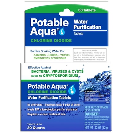 Wisconsin Pharmacal 2019 Potable Aqua Chlorine Dioxide Tablets - Pack of 30 WPC-3093