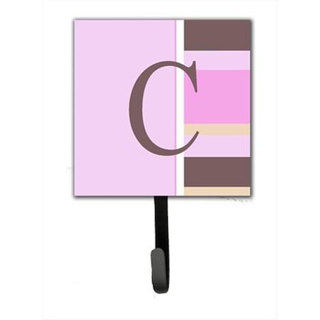 Carolines Treasures Letter C Initial Monogram - Pink Stripes Leash Holder Or Key Hook CJ1005-CSH4