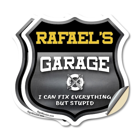 Signmission Rafael's Garage I Can Fix Everything But Stupid, 6 inch X 6 inch, Vinyl Decal, 2PK SHI-D-2PACK-6-490-RAFAEL