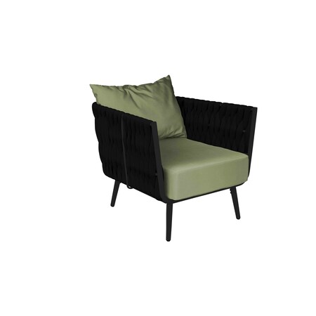 Bfm Seating Cayman Armchair - Black flat rope, Black powder coat aluminum, ganging bracket PHPABLBL-5487