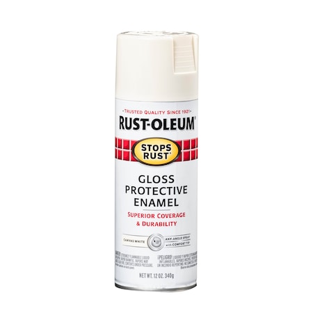 Rust-Oleum Spray Paint, Canvas White, Gloss, Solvent, 12 oz. 7789830