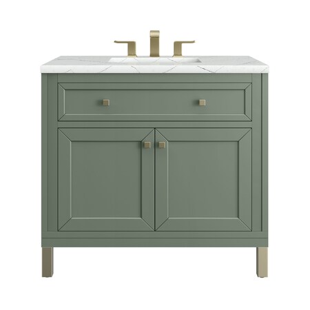 James Martin Vanities Chicago 36 in. Single Vanity, Smokey Celadon, w/ 3 CM Ethereal Noctis Silestone Top 503-V36-SC-3ENC