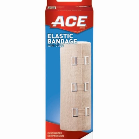 3M Elastic Bandage ACE 6inX 5-1/3ft Clip Detached Closure Tan NonSterile Standard Compression, 36PK 207315
