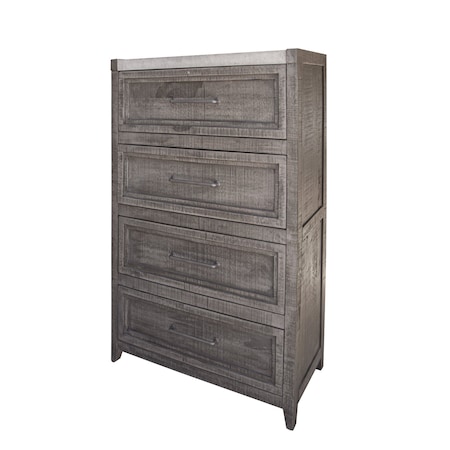 Homeroots 37" Gray Solid Wood Four Drawer Chest 524583
