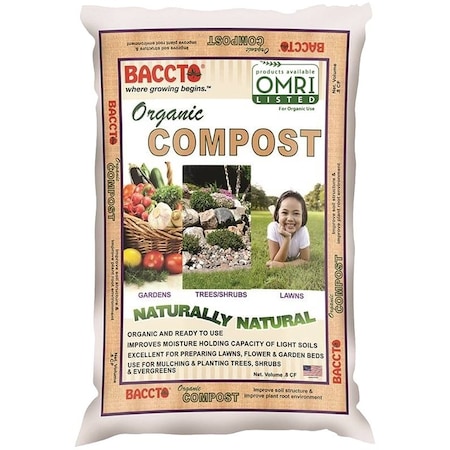 Baccto Organic Compost, Solid, Dark Brown/Light Brown, Faint Soil, Bag 1920