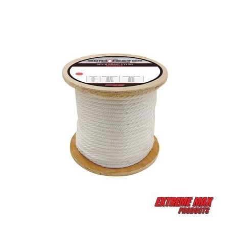 Extreme Max 3006.2216 BoatTector Solid Braid Nylon Rope - 1/2" x 500', White 3006.2216